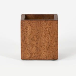 Boxy Wooden Pen Holder, Brown