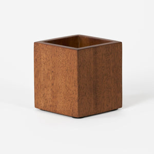 Boxy Wooden Pen Holder, Brown