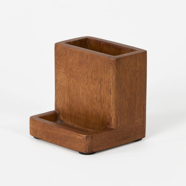 Slot Wooden Mobile Stand - Brown