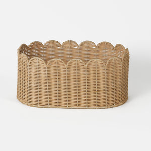 Frill Oval Rattan Storage Basket, Set Of 2 - Natural