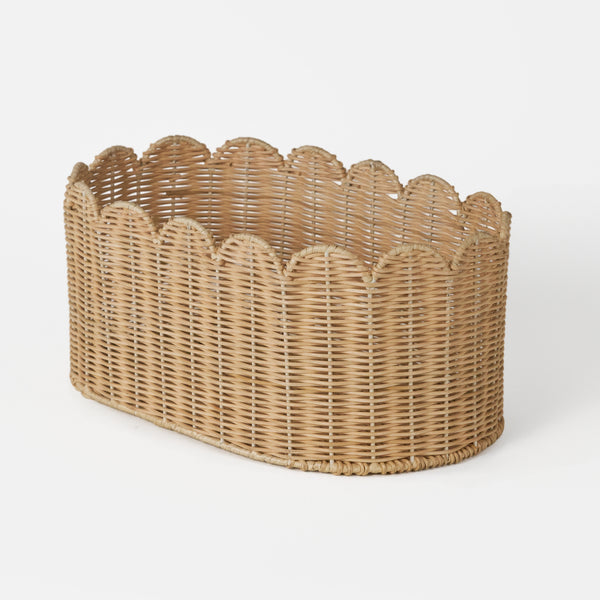 Frill Oval Rattan Storage Basket, Set Of 2 - Natural
