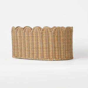Frill Oval Rattan Storage Basket, Set Of 2 - Natural