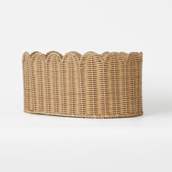 Frill Oval Rattan Storage Basket, Set Of 2 - Natural