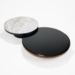 Mayo & Miyo Table Set - Black Glass, Torrento Marble