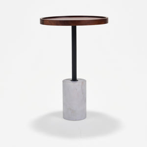 Elnor Side Table With Marble Base - Walnut