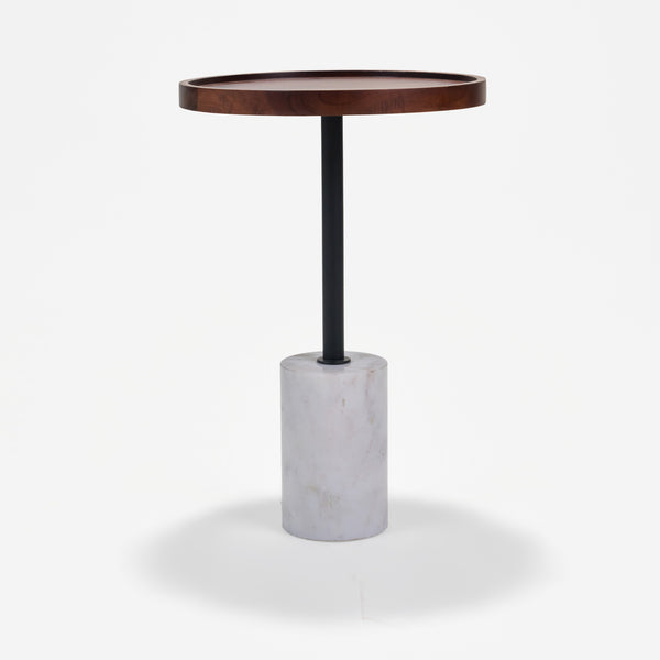 Elnor Side Table With Marble Base - Walnut
