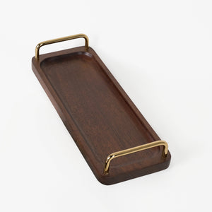 Coco Wooden Tray With Brass Handles, Set Of 2 - Brown