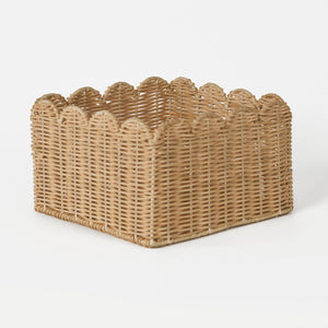 Frill Rattan Storage Basket, Square - Natural