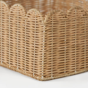 Frill Rattan Storage Basket, Square - Natural
