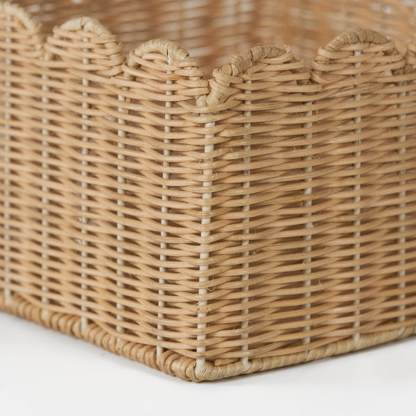 Frill Rattan Storage Basket, Square - Natural