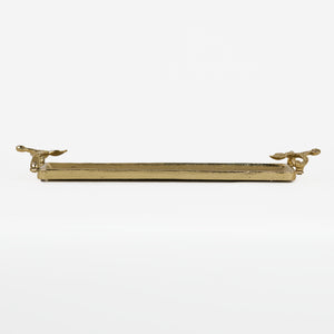 Ziah Rectangle Metal Tray With Ornate Handles, Gold