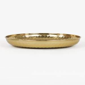 Lattice Hammered Metal Serving Platter, Gold