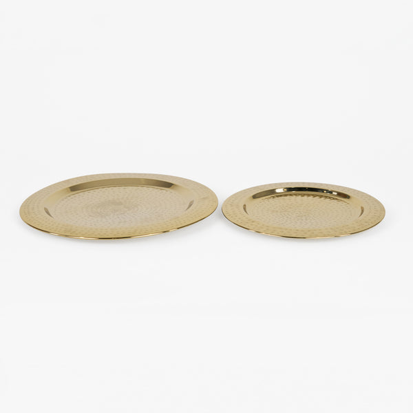 Glint Hammered Metal Platter, Set of 2
