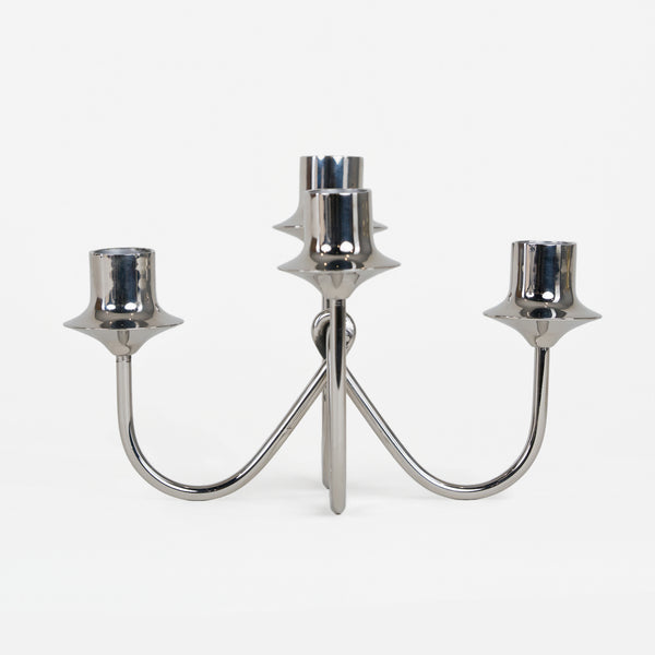 Bezel Metal Candle Holder, Silver