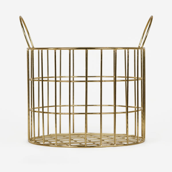 Lexa Round Metal Storage Baskets, Set of 2 - Gold