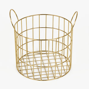 Lexa Round Metal Storage Baskets, Set of 2 - Gold