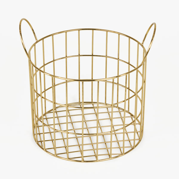 Lexa Round Metal Storage Baskets, Set of 2 - Gold