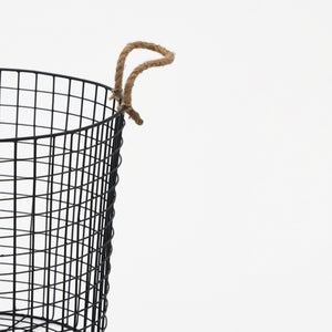 Linny Metal Storage Basket With Rope Handles, Set Of 2 - Black