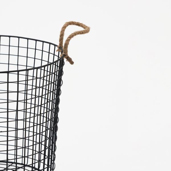 Linny Metal Storage Basket With Rope Handles, Set Of 2 - Black