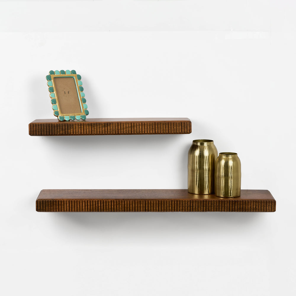 Nook Wooden Wall Shelves, Set Of 2 - Walnut
