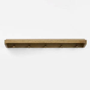Rafa Wooden Wall Shelf With Hooks, Natural