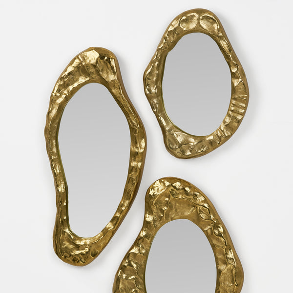 Flova Wall Mirrors With Metal Frame, Set of 3 - Gold