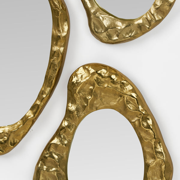 Flova Wall Mirrors With Metal Frame, Set of 3 - Gold