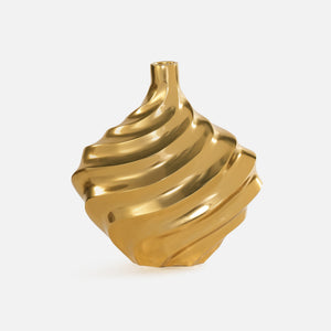 Vertex Aluminum Swirl Vase - Gold