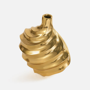 Vertex Aluminum Swirl Vase - Gold