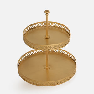 Nish 2-Tier Oval Serving Stand - Gold
