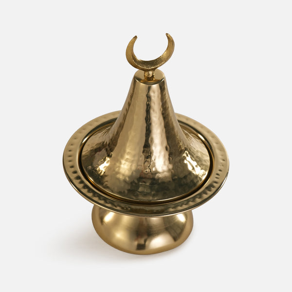 Ruhaf Metal Platter With Lid - Gold