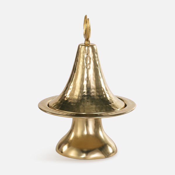 Ruhaf Metal Platter With Lid - Gold