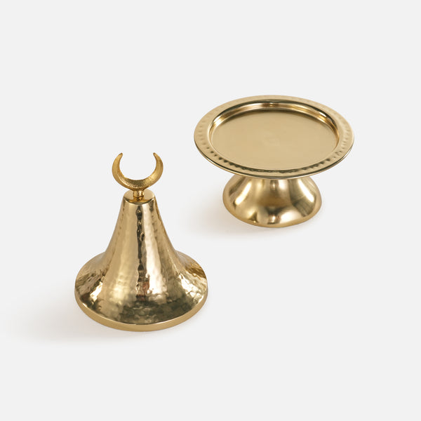 Ruhaf Metal Platter With Lid - Gold