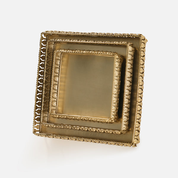 Saba Metal Nesting Trays, Set of 3, Gold