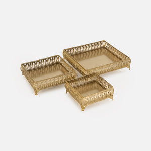 Saba Metal Nesting Trays, Set of 3, Gold