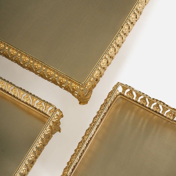 Saba Metal Nesting Trays, Set of 3, Gold