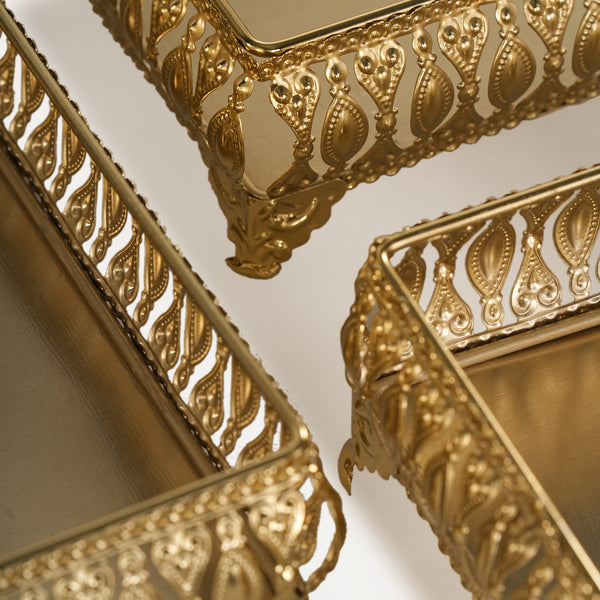 Saba Metal Nesting Trays, Set of 3, Gold