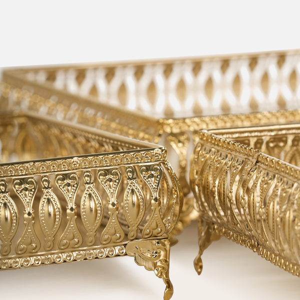 Saba Metal Nesting Trays, Set of 3, Gold