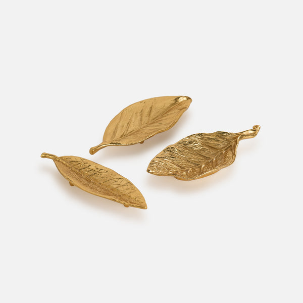 Leafy Metal Decorative Serverware, Set Of 3 - Gold
