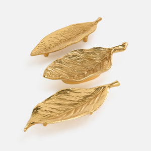 Leafy Metal Decorative Serverware, Set Of 3 - Gold
