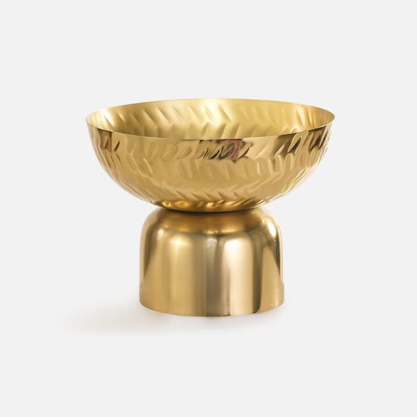 Rue Metal Hammered Serving Bowl - Gold