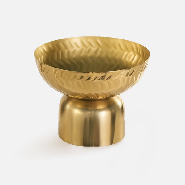 Rue Metal Hammered Serving Bowl - Gold