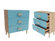 Dream Kids Chest of 3 Drawers- Blue