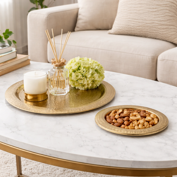 Glint Hammered Metal Platter, Set of 2