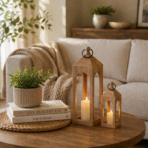 Era Wooden Lantern, Set Of 2 - Natural