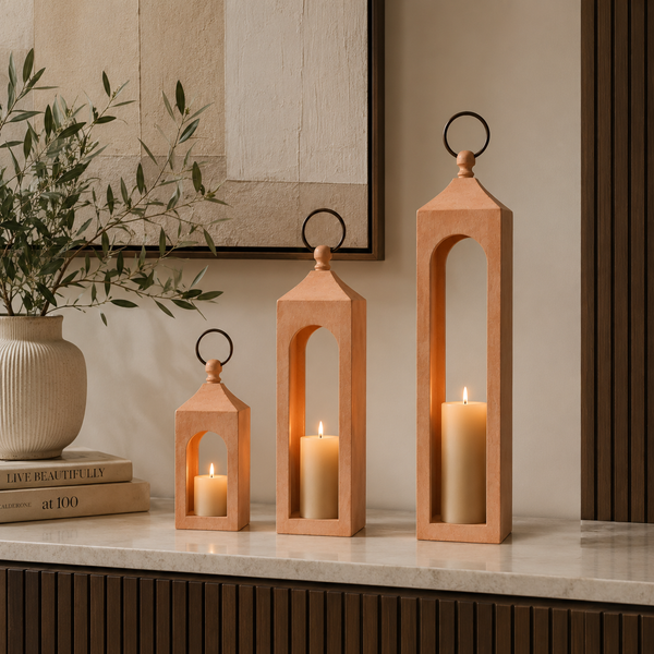 Era Wooden Lanterns, Set Of 3 - Natural