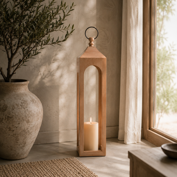 Era Wooden Lantern, Large - Natural