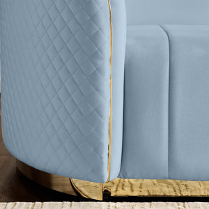 Fiona 3 Seater Velvet  Sofa - Metallic Blue - L247cm x W94cm x H81cm - Cotton Home