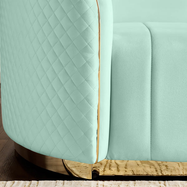 Fiona 3 Seater Velvet  Sofa - Mint Green - L247cm x W94cm x H81cm - Cotton Home