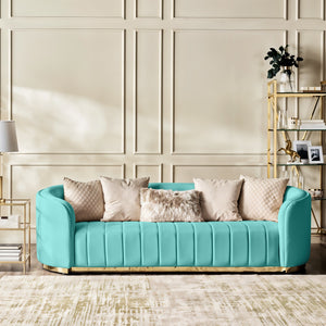 Fiona 3 Seater Velvet  Sofa -Ivory   - L247cm x W94cm x H81cm - Cotton Home